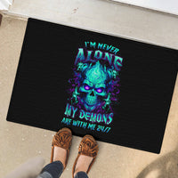 Flame Skull Rubber Doormat I'm Never Alone My Demons With Me 24/7 - Wonder Print Shop