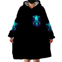 Flame Skull Wearable Blanket Hoodie I'm Never Alone My Demons With Me 24/7 - Wonder Print Shop