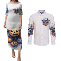 Bat Skull Couples Matching Puletasi Dress and Long Sleeve Button Shirt I Talk I Smile But Be Carefull When I Silent - Wonder Print Shop