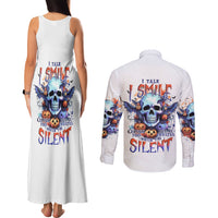 Bat Skull Couples Matching Tank Maxi Dress and Long Sleeve Button Shirt I Talk I Smile But Be Carefull When I Silent - Wonder Print Shop