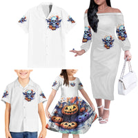 Bat Skull Family Matching Off Shoulder Long Sleeve Dress and Hawaiian Shirt I Talk I Smile But Be Carefull When I Silent - Wonder Print Shop