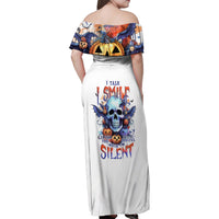 Bat Skull Family Matching Off Shoulder Maxi Dress and Hawaiian Shirt I Talk I Smile But Be Carefull When I Silent - Wonder Print Shop