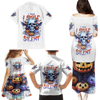 Bat Skull Family Matching Puletasi Dress and Hawaiian Shirt I Talk I Smile But Be Carefull When I Silent - Wonder Print Shop