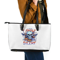 Bat Skull Leather Tote Bag I Talk I Smile But Be Carefull When I Silent - Wonder Print Shop