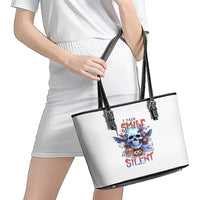 Bat Skull Leather Tote Bag I Talk I Smile But Be Carefull When I Silent - Wonder Print Shop