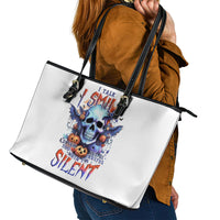 Bat Skull Leather Tote Bag I Talk I Smile But Be Carefull When I Silent - Wonder Print Shop