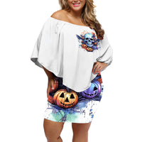 Bat Skull Off Shoulder Short Dress I Talk I Smile But Be Carefull When I Silent - Wonder Print Shop