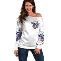 Bat Skull Off Shoulder Sweater I Talk I Smile But Be Carefull When I Silent - Wonder Print Shop