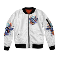 Bat Skull Sleeve Zip Bomber Jacket I Talk I Smile But Be Carefull When I Silent - Wonder Print Shop