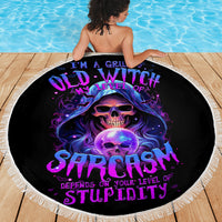 Witch Skull Beach Blanket I'm A Grumpy Old Witch - Wonder Print Shop
