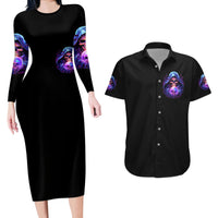 Witch Skull Couples Matching Long Sleeve Bodycon Dress and Hawaiian Shirt I'm A Grumpy Old Witch - Wonder Print Shop