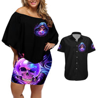 Witch Skull Couples Matching Off Shoulder Short Dress and Hawaiian Shirt I'm A Grumpy Old Witch - Wonder Print Shop