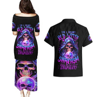 Witch Skull Couples Matching Puletasi Dress and Hawaiian Shirt I'm A Grumpy Old Witch - Wonder Print Shop