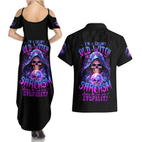 Witch Skull Couples Matching Summer Maxi Dress and Hawaiian Shirt I'm A Grumpy Old Witch - Wonder Print Shop
