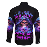 Witch Skull Family Matching Off Shoulder Short Dress and Hawaiian Shirt I'm A Grumpy Old Witch - Wonder Print Shop