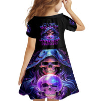 Witch Skull Family Matching Short Sleeve Bodycon Dress and Hawaiian Shirt I'm A Grumpy Old Witch - Wonder Print Shop