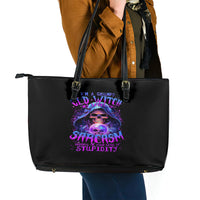 Witch Skull Leather Tote Bag I'm A Grumpy Old Witch - Wonder Print Shop