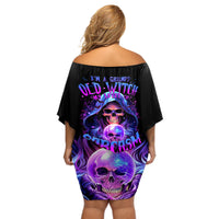 Witch Skull Off Shoulder Short Dress I'm A Grumpy Old Witch - Wonder Print Shop