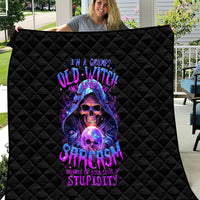 Witch Skull Quilt I'm A Grumpy Old Witch - Wonder Print Shop