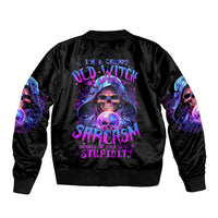 Witch Skull Sleeve Zip Bomber Jacket I'm A Grumpy Old Witch - Wonder Print Shop