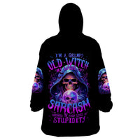 Witch Skull Wearable Blanket Hoodie I'm A Grumpy Old Witch - Wonder Print Shop