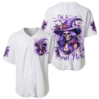 Witch Skull Baseball Jersey I'm A Haunt Mess - Wonder Print Shop