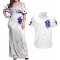 Witch Skull Couples Matching Off Shoulder Maxi Dress and Hawaiian Shirt I'm A Haunt Mess - Wonder Print Shop