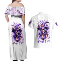 Witch Skull Couples Matching Off Shoulder Maxi Dress and Hawaiian Shirt I'm A Haunt Mess - Wonder Print Shop