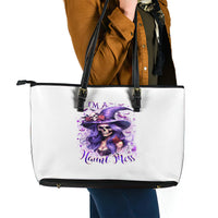 Witch Skull Leather Tote Bag I'm A Haunt Mess - Wonder Print Shop
