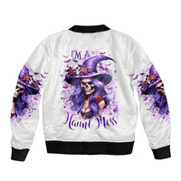 Witch Skull Sleeve Zip Bomber Jacket I'm A Haunt Mess - Wonder Print Shop