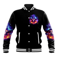 Fire Witch Skull Baseball Jacket In My Defense The Moon Was Full And I Was Left Unsupervided - Wonder Print Shop