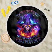 Fire Witch Skull Beach Blanket In My Defense The Moon Was Full And I Was Left Unsupervided - Wonder Print Shop