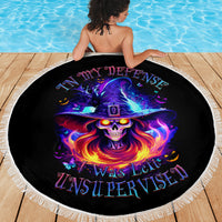 Fire Witch Skull Beach Blanket In My Defense The Moon Was Full And I Was Left Unsupervided - Wonder Print Shop