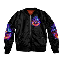 Fire Witch Skull Bomber Jacket In My Defense The Moon Was Full And I Was Left Unsupervided - Wonder Print Shop