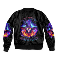 Fire Witch Skull Bomber Jacket In My Defense The Moon Was Full And I Was Left Unsupervided - Wonder Print Shop