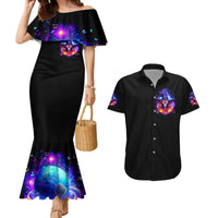 Fire Witch Skull Couples Matching Mermaid Dress and Hawaiian Shirt In My Defense The Moon Was Full And I Was Left Unsupervided - Wonder Print Shop