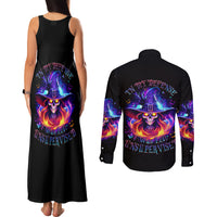 Fire Witch Skull Couples Matching Tank Maxi Dress and Long Sleeve Button Shirt In My Defense The Moon Was Full And I Was Left Unsupervided - Wonder Print Shop