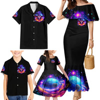 Fire Witch Skull Family Matching Mermaid Dress and Hawaiian Shirt In My Defense The Moon Was Full And I Was Left Unsupervided - Wonder Print Shop