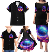 Fire Witch Skull Family Matching Puletasi Dress and Hawaiian Shirt In My Defense The Moon Was Full And I Was Left Unsupervided - Wonder Print Shop