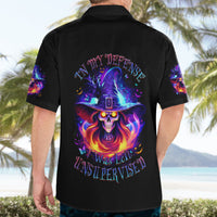 Fire Witch Skull Hawaiian Shirt In My Defense The Moon Was Full And I Was Left Unsupervided - Wonder Print Shop