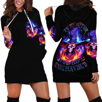 Fire Witch Skull Hoodie Dress In My Defense The Moon Was Full And I Was Left Unsupervided - Wonder Print Shop