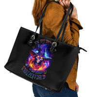 Fire Witch Skull Leather Tote Bag In My Defense The Moon Was Full And I Was Left Unsupervided - Wonder Print Shop