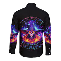 Fire Witch Skull Long Sleeve Button Shirt In My Defense The Moon Was Full And I Was Left Unsupervided - Wonder Print Shop