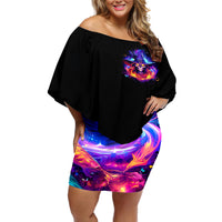 Fire Witch Skull Off Shoulder Short Dress In My Defense The Moon Was Full And I Was Left Unsupervided - Wonder Print Shop