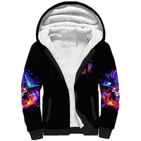 Fire Witch Skull Sherpa Hoodie In My Defense The Moon Was Full And I Was Left Unsupervided - Wonder Print Shop
