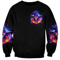 Fire Witch Skull Sweatshirt In My Defense The Moon Was Full And I Was Left Unsupervided - Wonder Print Shop