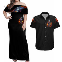 Witch Skull Couples Matching Off Shoulder Maxi Dress and Hawaiian Shirt It's Hocus Pocus Time Witches - Wonder Print Shop