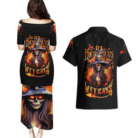 Witch Skull Couples Matching Puletasi Dress and Hawaiian Shirt It's Hocus Pocus Time Witches - Wonder Print Shop