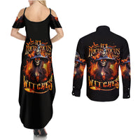 Witch Skull Couples Matching Summer Maxi Dress and Long Sleeve Button Shirt It's Hocus Pocus Time Witches - Wonder Print Shop