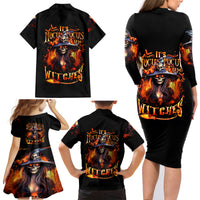 Witch Skull Family Matching Long Sleeve Bodycon Dress and Hawaiian Shirt It's Hocus Pocus Time Witches - Wonder Print Shop